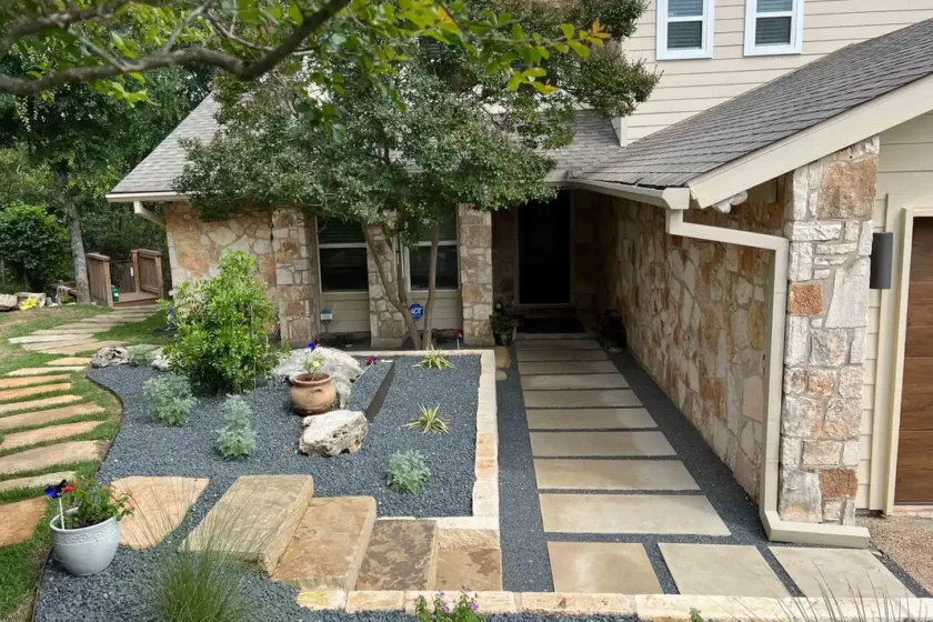 Native-xeriscape with pavers in Austin